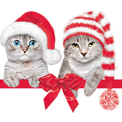 Christmas Christmas Hats Cat-themed napkin set of 20, 33x33 cm