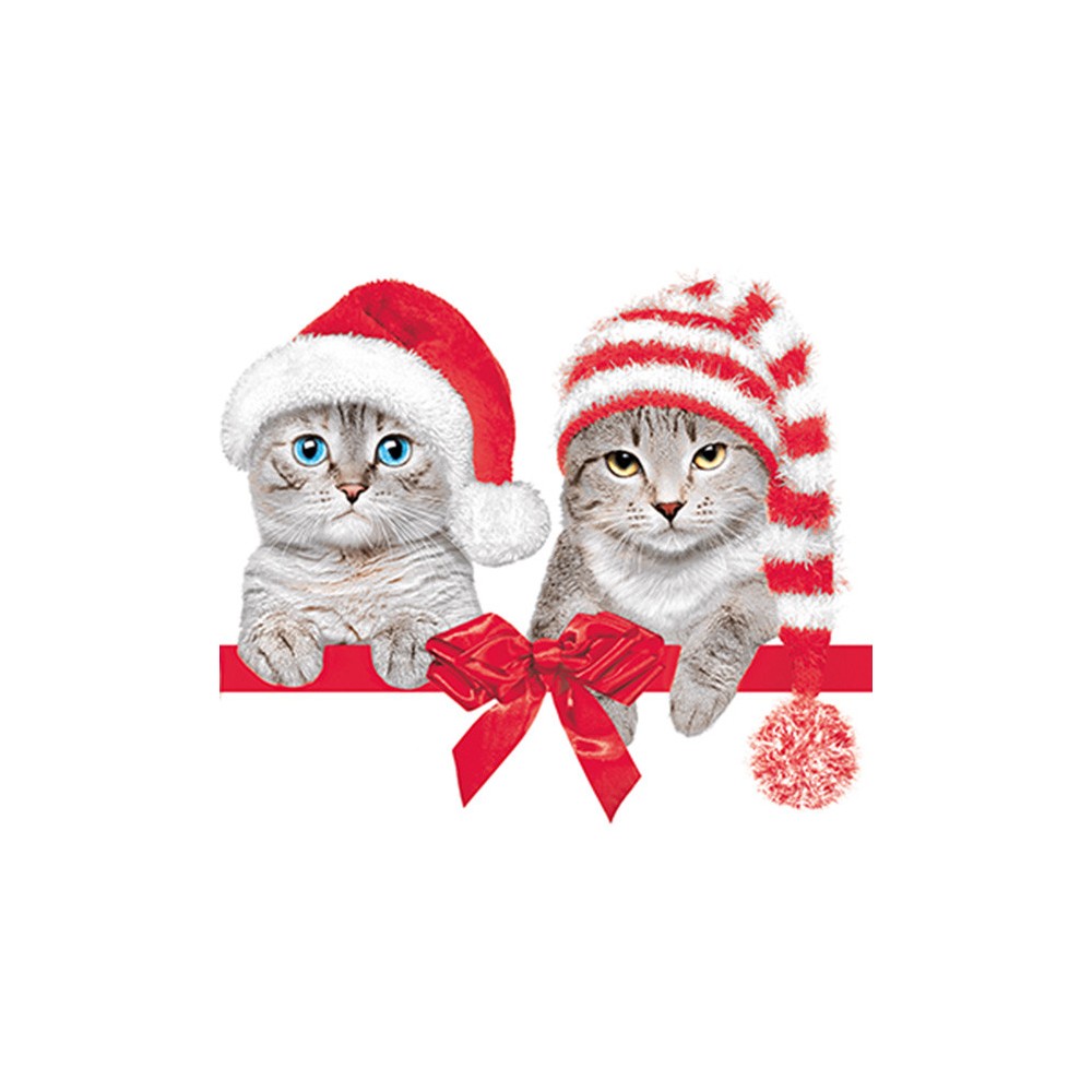 Christmas Christmas Hats Cat-themed napkin set of 20, 33x33 cm