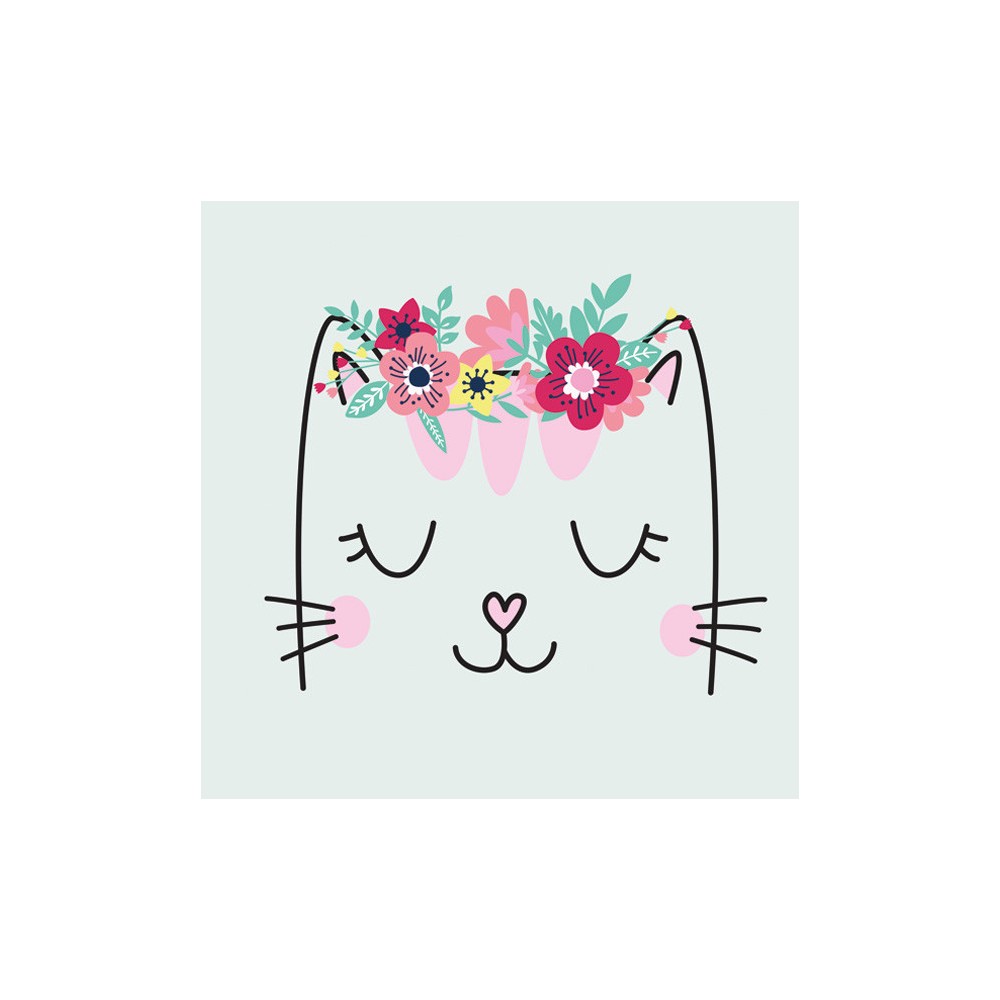 Cat Flowers Wreath napkin 20 pieces 33x33 cm