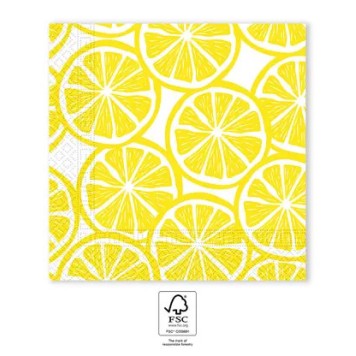 Colour Slices Lemon napkin, pack of 20, 33x33 cm FSC