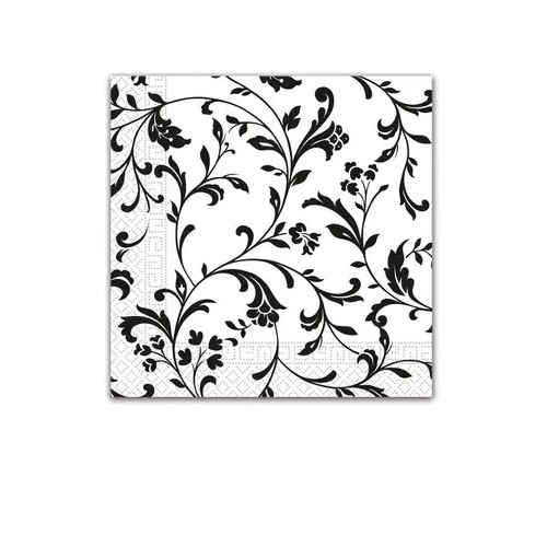 Flower Arabesque Black Black Patterned Napkin 20 pcs 33x33 cm FSC