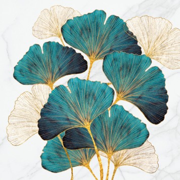 Colour Gold and Emerald Ginkgo Biloba napkin 20 pcs 33x33 cm