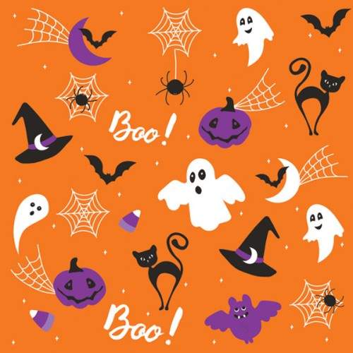 Halloween Graphics on Orange napkin, set of 20, 33x33 cm