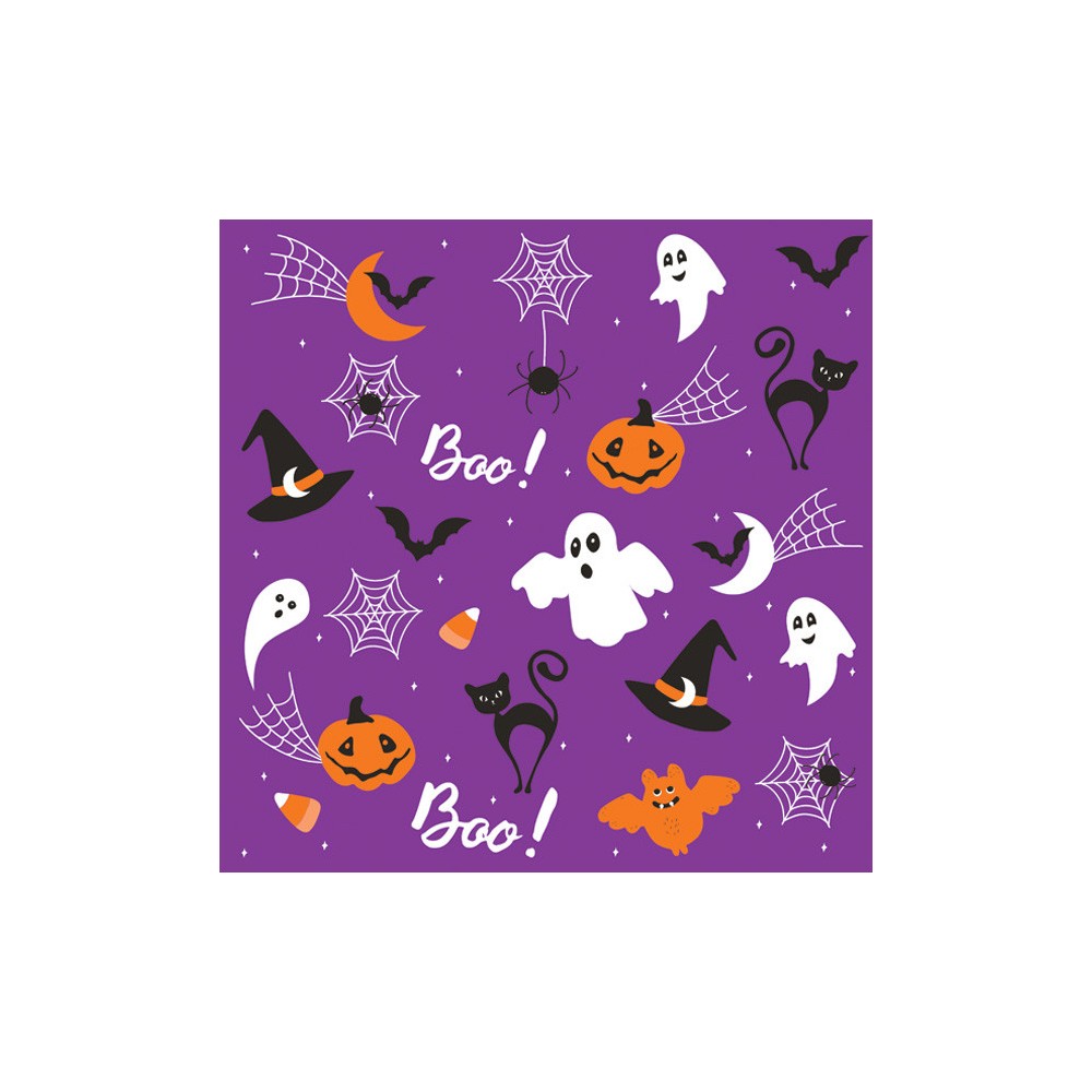 Halloween Graphics on Purple napkin, set of 20, 33x33 cm