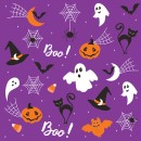Halloween Graphics on Purple napkin, set of 20, 33x33 cm