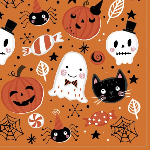 Halloween Orange Booo napkin, set of 20, 33x33 cm