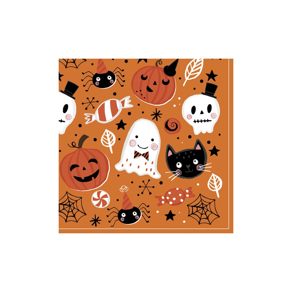 Halloween Orange Booo napkin, set of 20, 33x33 cm