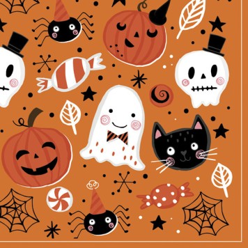 Halloween Orange Booo napkin, set of 20, 33x33 cm