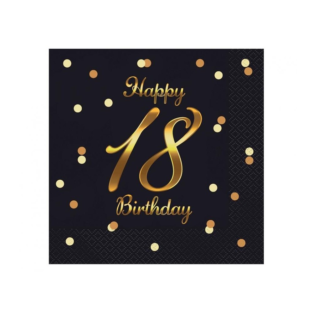 Happy Birthday B&C Gold Happy Birthday 18 Napkin 20 pcs 33x33 cm