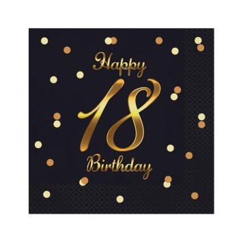 Happy Birthday B&C Gold Happy Birthday 18 Napkin 20 pcs 33x33 cm