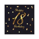 Happy Birthday B&C Gold Happy Birthday 18 Napkin 20 pcs 33x33 cm