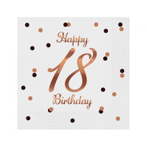 Happy Birthday B&C White Happy Birthday 18 Napkin Pack of 20 33x33 cm