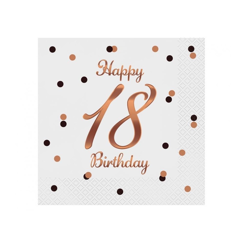 Happy Birthday B&C White Happy Birthday 18 Napkin Pack of 20 33x33 cm