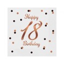 Happy Birthday B&C White Happy Birthday 18 Napkin Pack of 20 33x33 cm