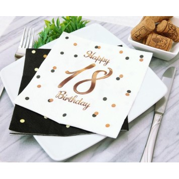 Happy Birthday B&C White Happy Birthday 18 Napkin Pack of 20 33x33 cm