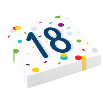 Happy Birthday Confetti  Happy Birthday 18 Napkin Pack of 20 33x33 cm