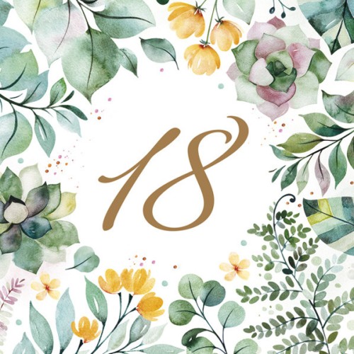 Happy Birthday Floral Frame Happy Birthday 18 Napkins 20 pcs 33x33 cm