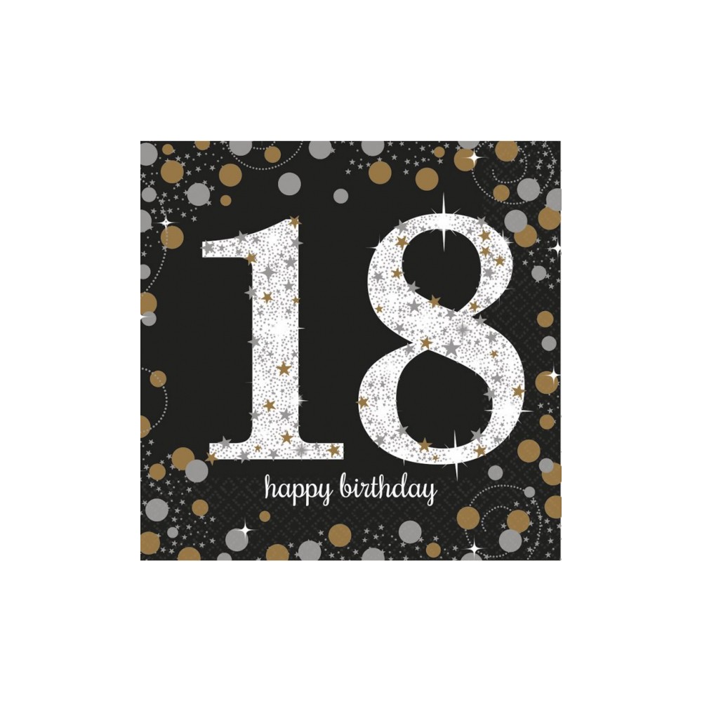 Happy Birthday Gold Happy Birthday 18 napkins set of 16 33x33 cm