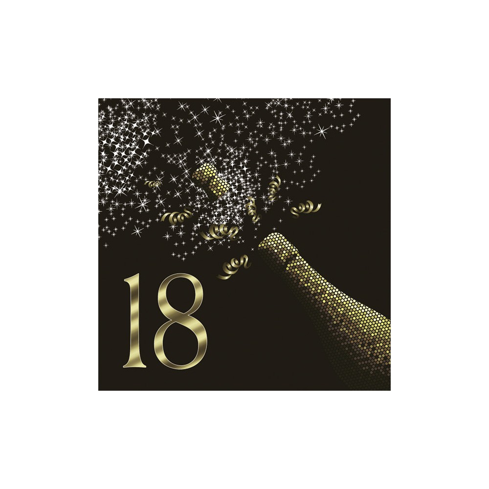 Happy Birthday 18 Golden Champagne Napkins 20 pcs 33x33 cm