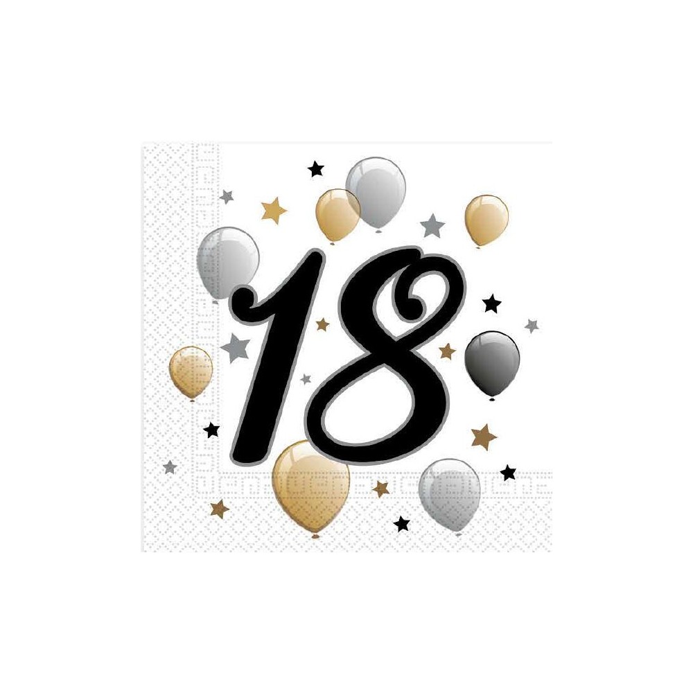 Happy Birthday Milestone Happy Birthday 18 napkin set 20 pcs 33x33 cm