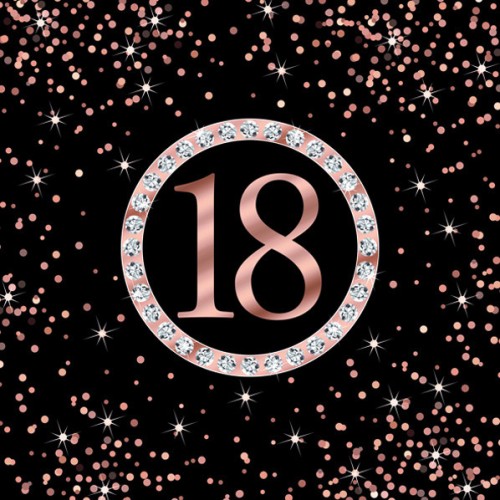 Happy Birthday 18 Rose Gold Napkins 20 pcs 33x33 cm
