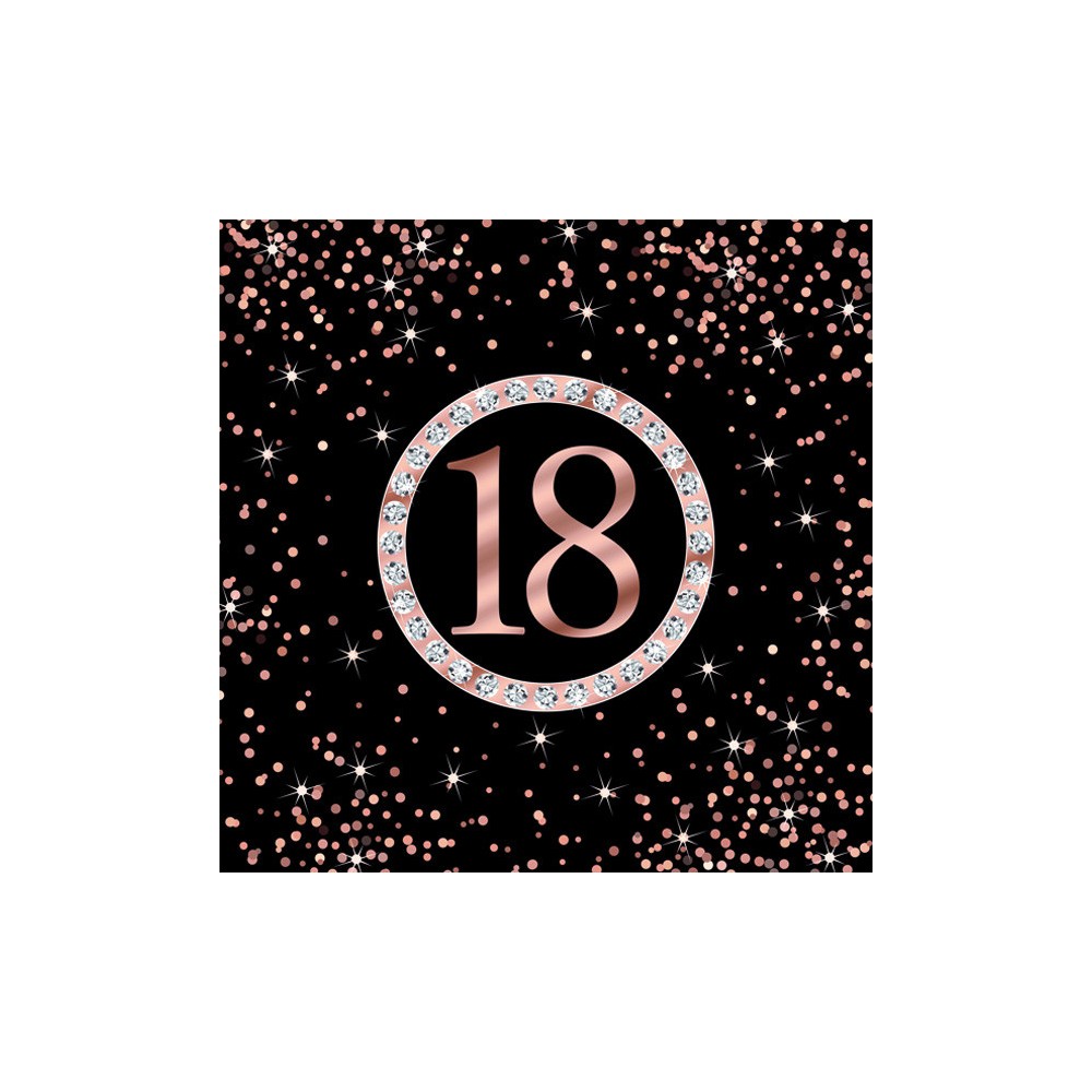 Happy Birthday 18 Rose Gold Napkins 20 pcs 33x33 cm