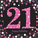 Happy Birthday Pink Happy Birthday 21 Napkin Set, 16 pieces, 33x33 cm