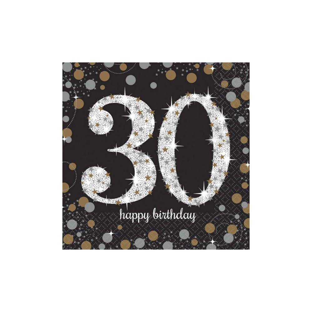 Happy Birthday Gold Happy Birthday 30 napkins 16 pieces 33x33 cm
