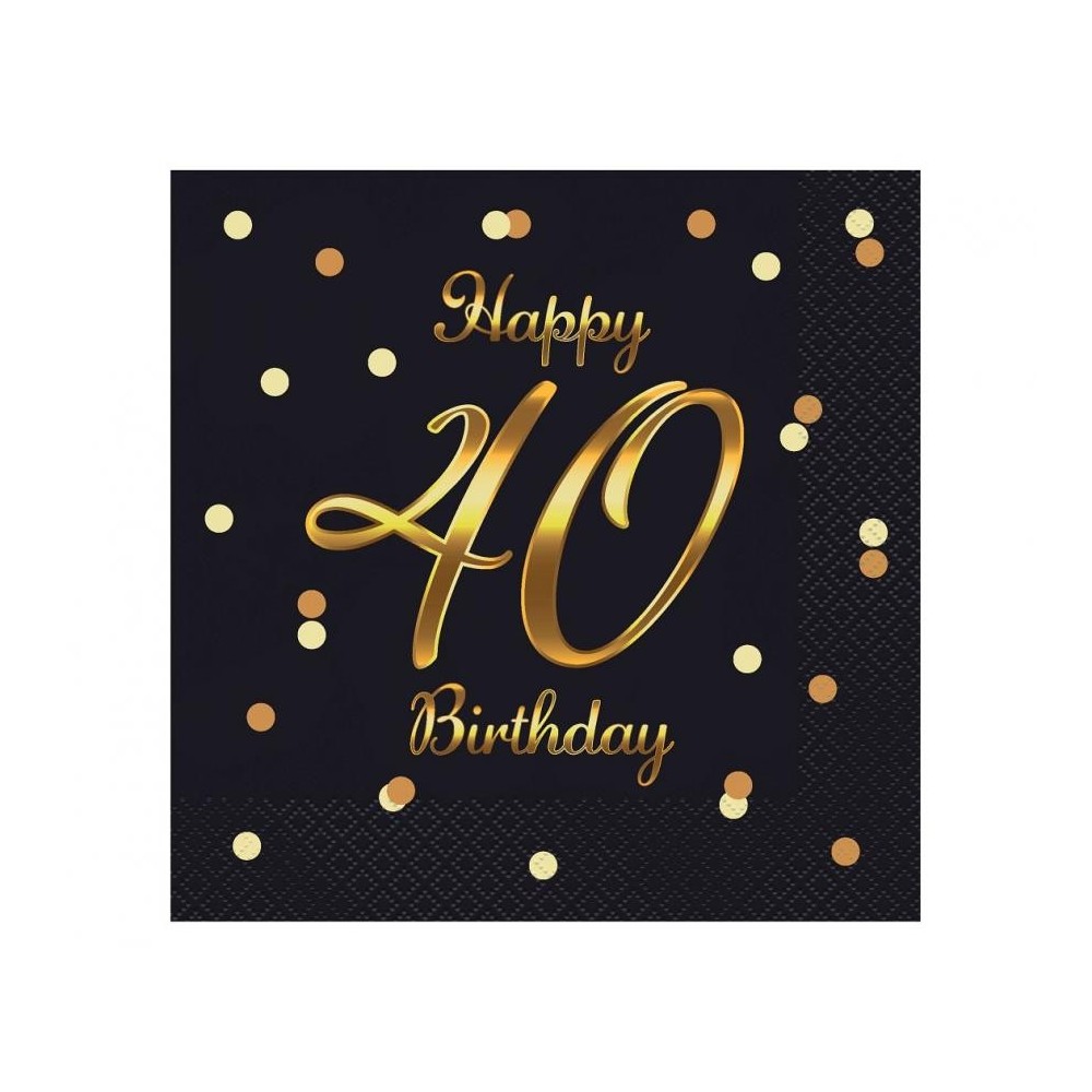 Happy Birthday B&C Gold Happy Birthday 40 Napkins 20 pcs 33x33 cm