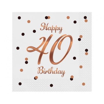 Happy Birthday B&C White Happy Birthday 40 Napkin Pack of 20 33x33 cm