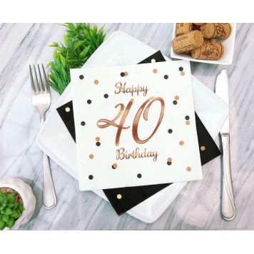 Happy Birthday B&C White Happy Birthday 40 Napkin Pack of 20 33x33 cm