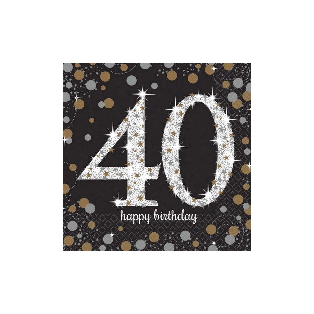 Happy Birthday Gold Happy Birthday 40 napkin 16 pcs 33x33 cm