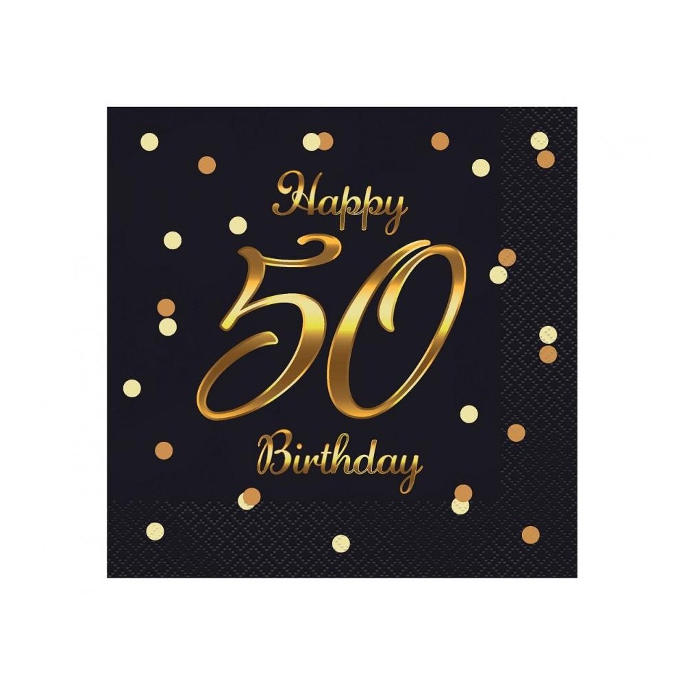 Happy Birthday B&C Gold Happy Birthday 50 Napkin 20 pcs 33x33 cm
