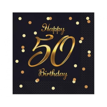 Happy Birthday B&C Gold Happy Birthday 50 Napkin 20 pcs 33x33 cm
