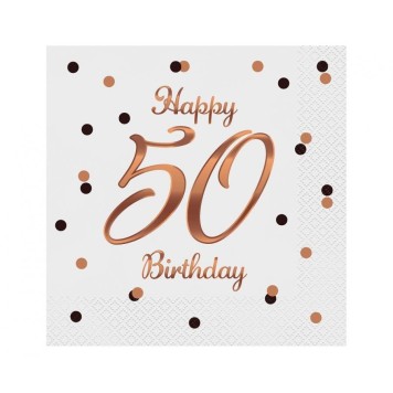 Happy Birthday B&C White Happy Birthday 50 Napkins 20 pcs 33x33 cm