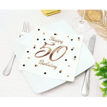Happy Birthday B&C White Happy Birthday 50 Napkins 20 pcs 33x33 cm