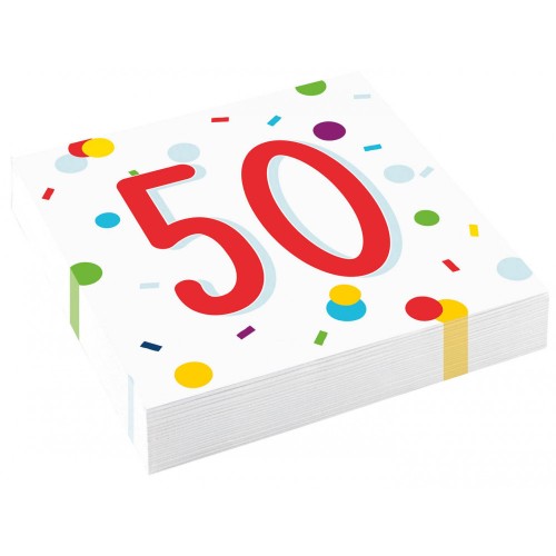 Happy Birthday Confetti  Happy Birthday 50 napkin pack of 20 33x33 cm