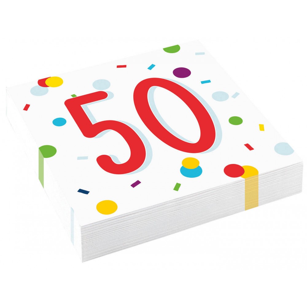 Happy Birthday Confetti  Happy Birthday 50 napkin pack of 20 33x33 cm