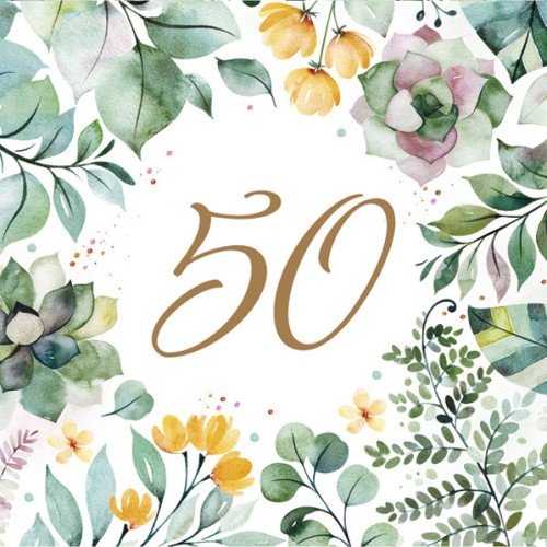 Happy Birthday Floral Frame Happy Birthday 50 napkins 20 pcs 33x33 cm