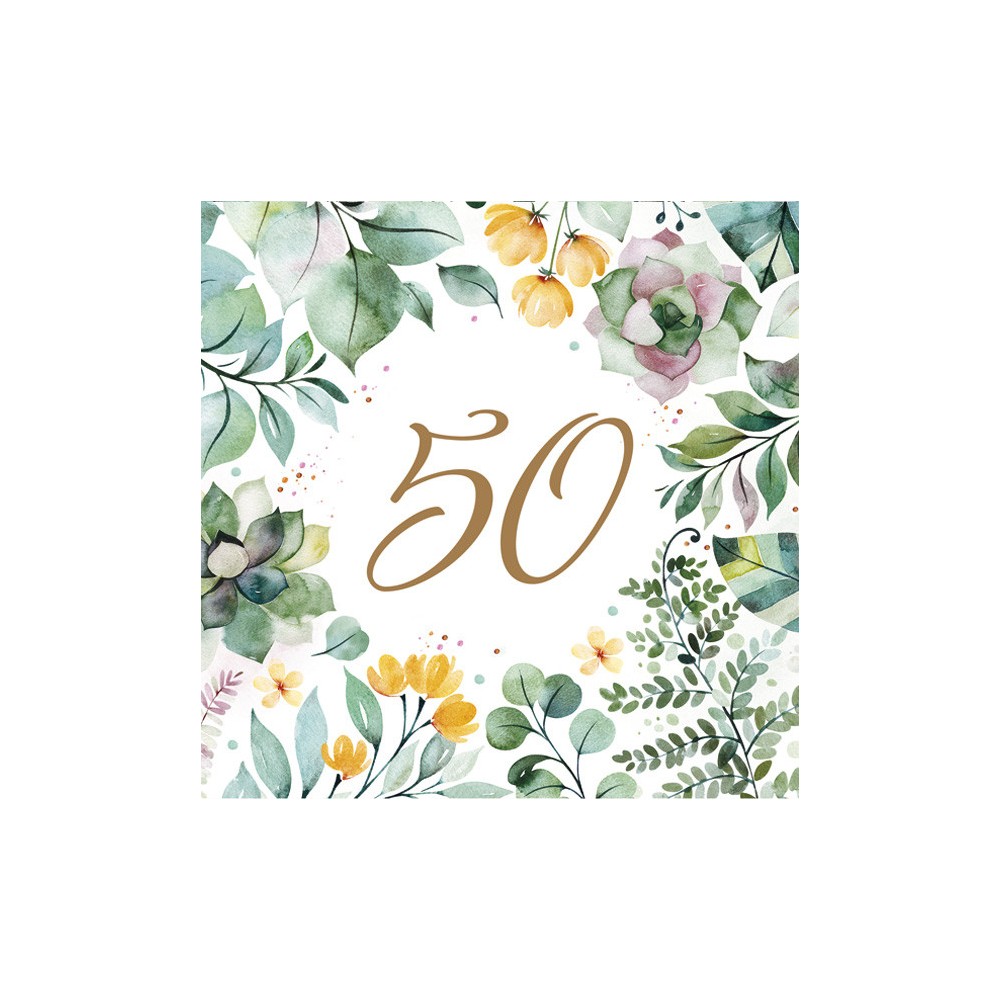 Happy Birthday Floral Frame Happy Birthday 50 napkins 20 pcs 33x33 cm