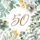 Happy Birthday Floral Frame Happy Birthday 50 napkins 20 pcs 33x33 cm