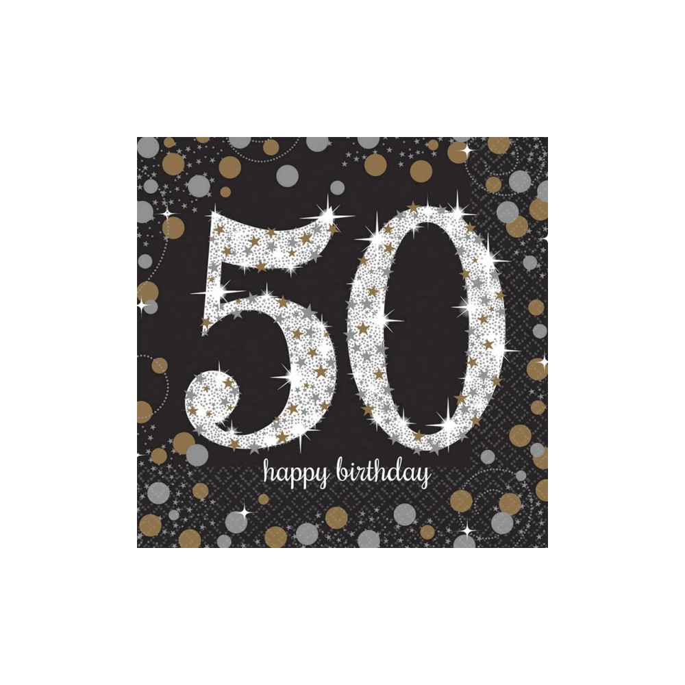 Happy Birthday Gold Happy Birthday 50 Napkin Set of 16 33x33 cm