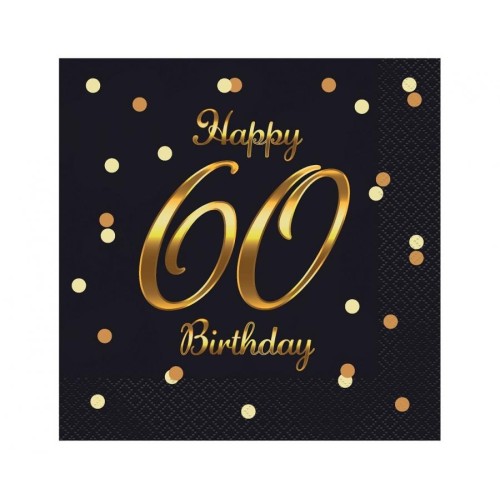 Happy Birthday B&C Gold Happy Birthday 60 napkin pack of 20 33x33 cm
