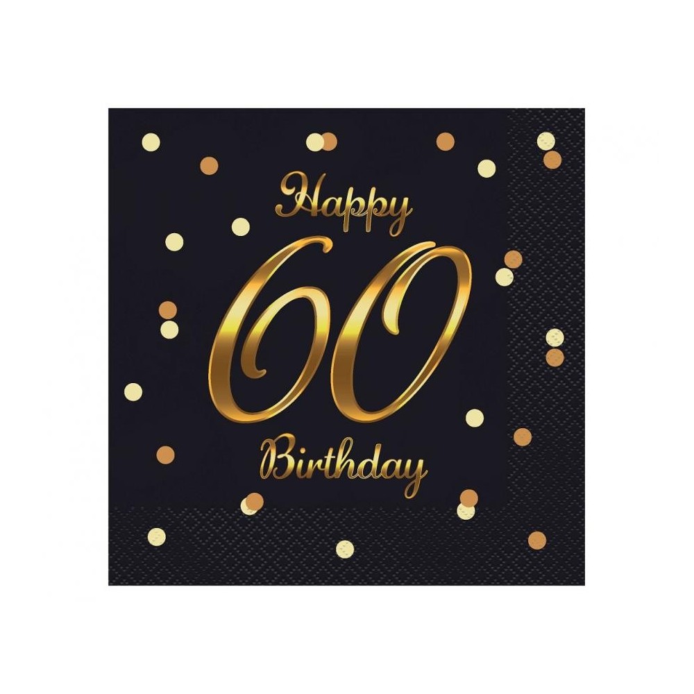 Happy Birthday B&C Gold Happy Birthday 60 napkin pack of 20 33x33 cm