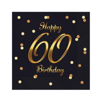 Happy Birthday B&C Gold Happy Birthday 60 napkin pack of 20 33x33 cm
