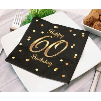 Happy Birthday B&C Gold Happy Birthday 60 napkin pack of 20 33x33 cm