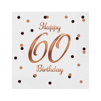 Happy Birthday B&C White Happy Birthday 60 napkin pack of 20 33x33 cm