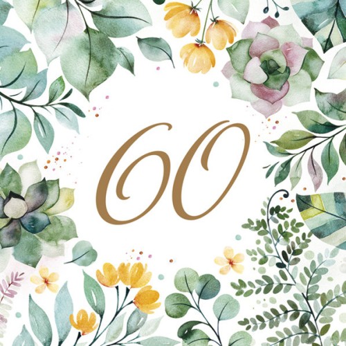 Happy Birthday Floral Frame Happy Birthday 60 napkins 20 pcs 33x33 cm