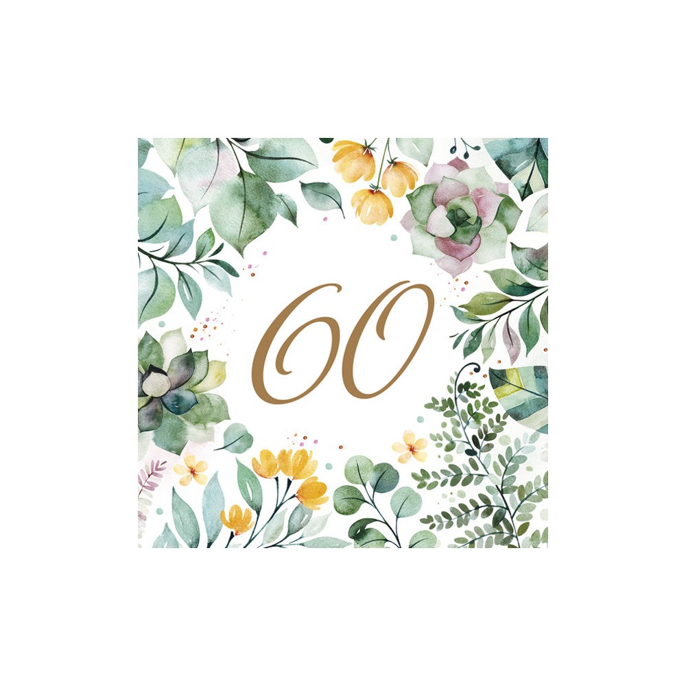 Happy Birthday Floral Frame Happy Birthday 60 napkins 20 pcs 33x33 cm