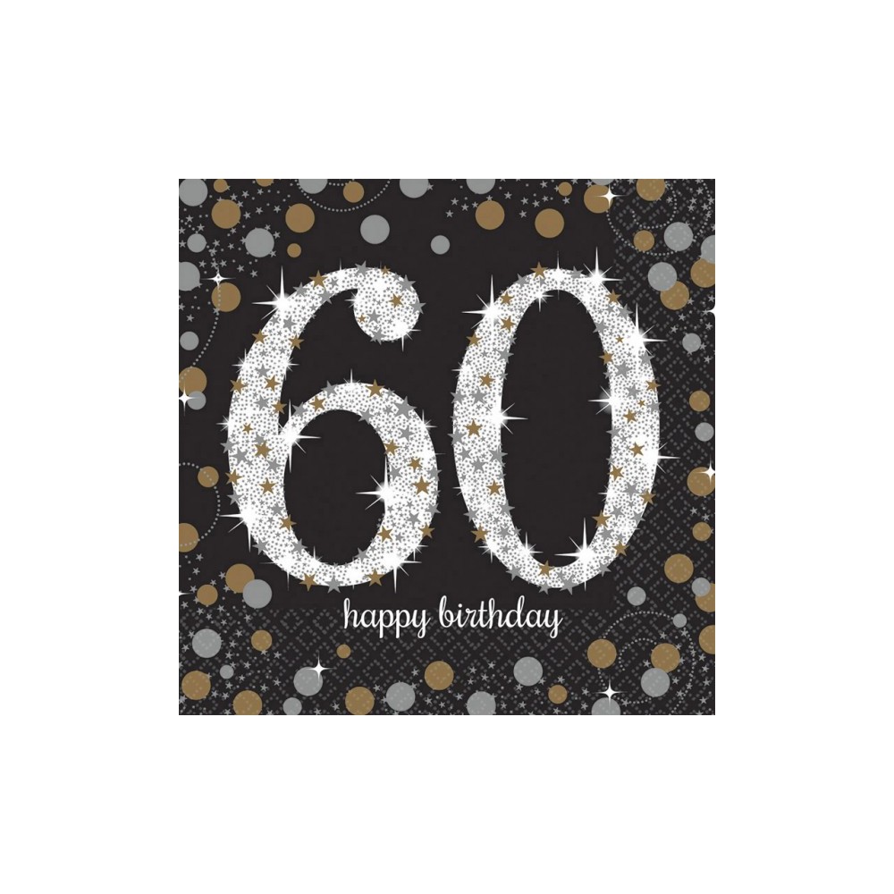 Happy Birthday Gold Happy Birthday 60 Napkin Set of 16 33x33 cm